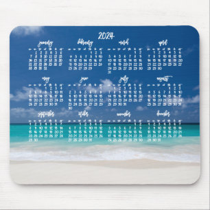 Tapis De Souris Calendrier personnalisé de la souris Plage 2024