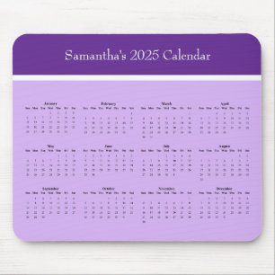 Tapis De Souris Calendrier personnalisé de l'année complète 2025