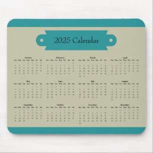 Tapis De Souris Calendrier personnalisé de l'année complète 2025