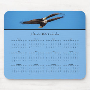 Tapis De Souris Calendrier personnalisé de portrait d'aigle améric