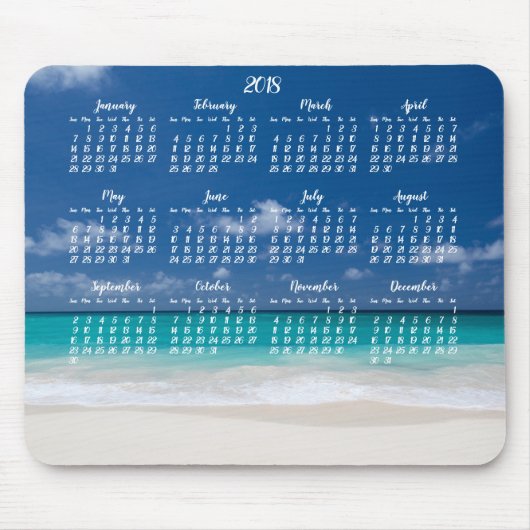 Tapis De Souris Calendrier personnalisé Pad Souris 2018 Plage (Devant)