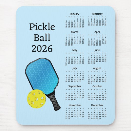 Tapis De Souris Calendrier Pickleball 2026 (Devant)