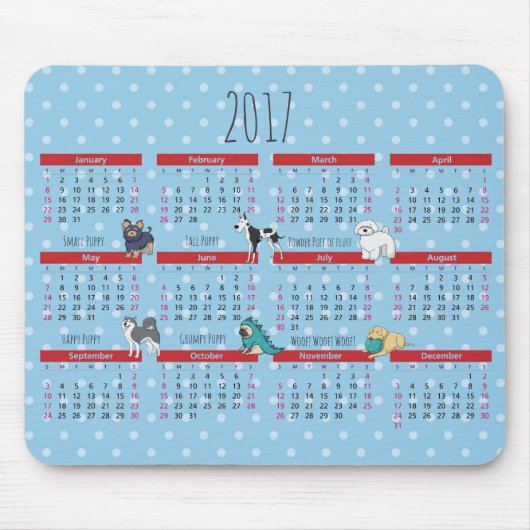 Tapis De Souris Calendrier Poem Poem 2017 (Devant)