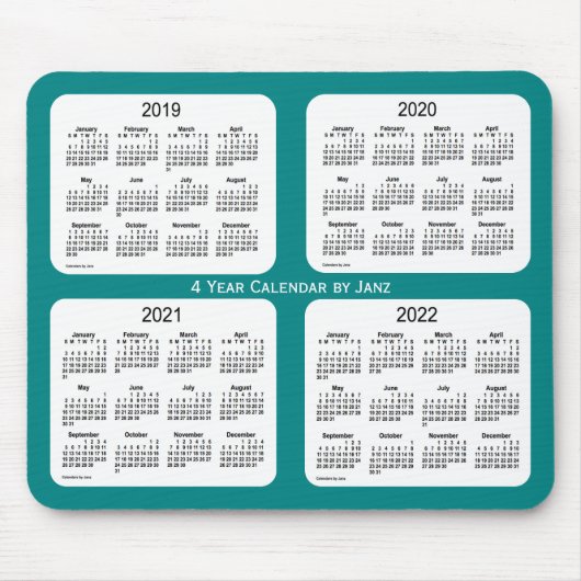 Tapis De Souris Calendrier quadriennal Turquoise 2019-2022 par Jan (Devant)