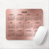 Tapis De Souris Calendrier rose Gold Foil Look 2025 (Avec souris)