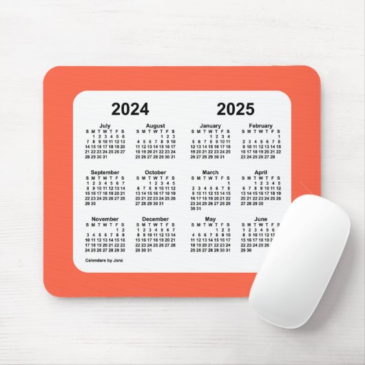 Tapis De Souris Calendrier rouge tomate 2024-2025 par Janz Mouse P (Avec souris)