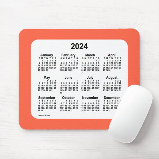Tapis De Souris Calendrier rouge tomate 2024 par Janz Mouse Pad (Avec souris)