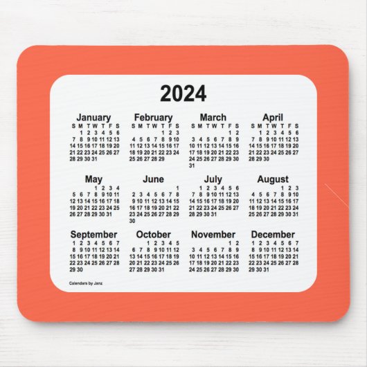 Tapis De Souris Calendrier rouge tomate 2024 par Janz Mouse Pad (Devant)