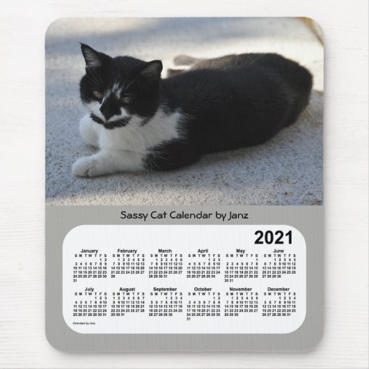 Tapis De Souris Calendrier Sassy Cat 2021 par Janz (Devant)