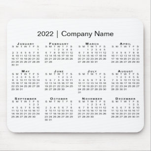 Tapis De Souris Calendrier simple 2022 avec nom de société en bl