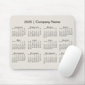 Tapis De Souris Calendrier simple 2025 avec nom de société sur bei (Avec souris)