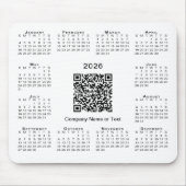 Tapis De Souris Calendrier simple 2026 Code QR d'entreprise sur fo (Devant)