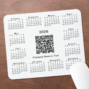 Tapis De Souris Calendrier simple 2026 Code QR d'entreprise sur fo