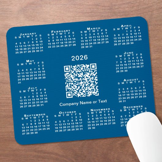 Tapis De Souris Calendrier simple 2026 Code QR Entreprise sur fond