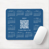 Tapis De Souris Calendrier simple 2027 Code QR Entreprise Bleu (Avec souris)