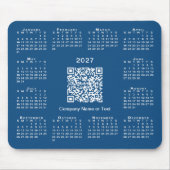 Tapis De Souris Calendrier simple 2027 Code QR Entreprise Bleu (Devant)