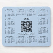 Tapis De Souris Calendrier Simple 2027 Code QR Entreprise Bleu Cla (Devant)
