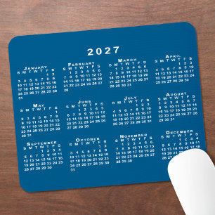 Tapis De Souris Calendrier simple bleu et blanc 2027