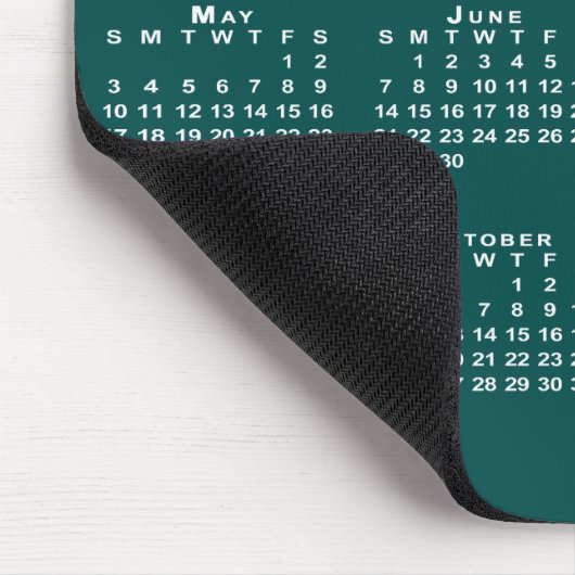 Tapis De Souris Calendrier simple bleu-vert et blanc 2026 (Coin)