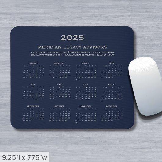 Tapis De Souris Calendrier Simple Business 2025