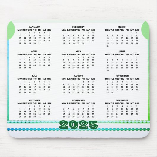 Tapis De Souris Calendrier simple et mignon 2025 Mousepad (Devant)