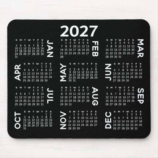 Tapis De Souris Calendrier - simple noir et blanc moderne (Devant)