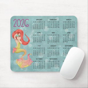 Tapis De Souris Calendrier sous-main Mermaid 2026 pour souris