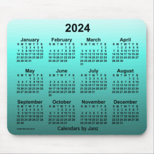 Tapis De Souris Calendrier Turquoise défraîchi 2024 par Janz Mouse