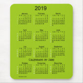 Tapis De Souris Calendrier vert jaunâtre de 52 semaines 2019 par (Devant)