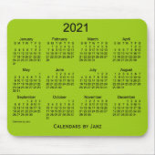 Tapis De Souris Calendrier vert jaune 2021 par Janz Mouse Pad (Devant)