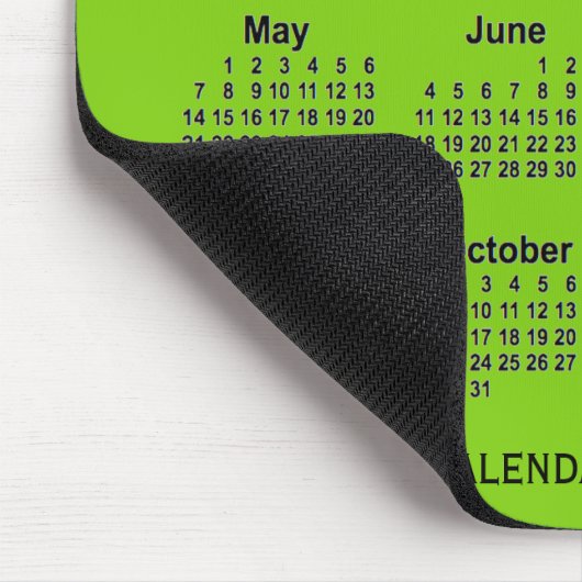 Tapis De Souris Calendrier vert jaune 2023 par Janz Mouse Pad (Coin)