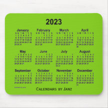 Calendrier vert jaune 2023 par Janz Mouse Pad
