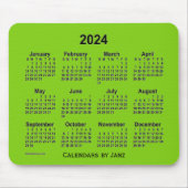 Tapis De Souris Calendrier vert jaune 2024 par Janz Mouse Pad (Devant)