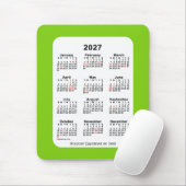 Tapis De Souris Calendrier vert Jaune de Fêtes 2027 par Janz (Avec souris)