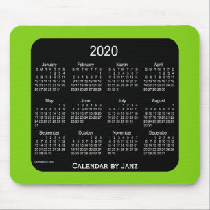 Tapis De Souris Calendrier vert jaune néon 2020 par Janz Mousepad