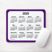 Tapis De Souris Calendrier violet et blanc 2029 par Janz Two Tone (Avec souris)