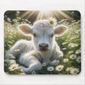 Tapis De Souris Calf Blanc Dans Le pré De Daisy (Devant)