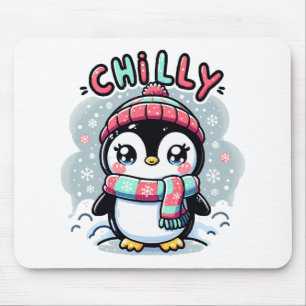 Tapis De Souris Câlins de chapelet de neige de manchot glacial
