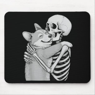 Tapis De Souris Câlins de squelette de Corgi Halloween amateur de 