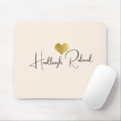 Tapis De Souris Calligraphie de nom monogramme cœur (Avec souris)