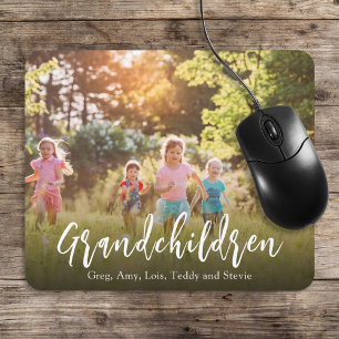Tapis De Souris Calligraphie de photo de petits-enfants minimalist