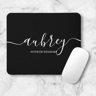 Tapis De Souris Calligraphie de script minimaliste noir Souris