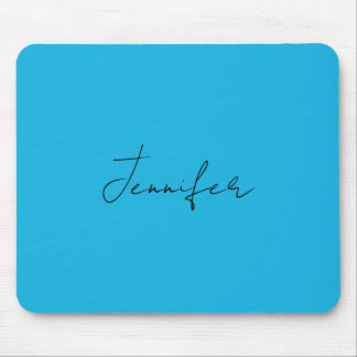 Tapis De Souris Calligraphie Élégante Plaque Simple Nom Bleu