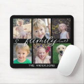 Tapis De Souris Calligraphie familiale | 6 Photo Collage noir (Avec souris)