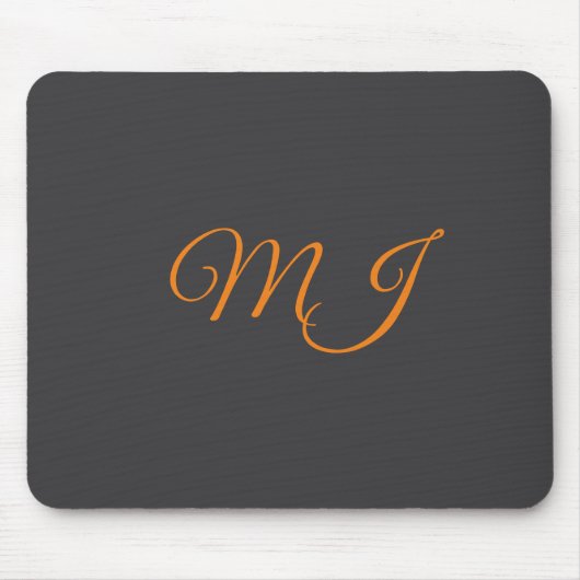 Tapis De Souris Calligraphie gris orange monogramme nom initial (Devant)