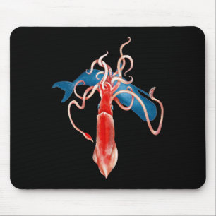 Tapis De Souris Calmar géant contre baleine