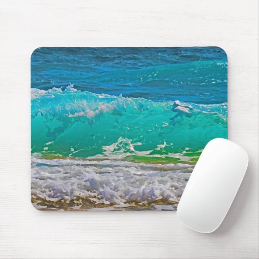 Tapis De Souris Calme Blue Ocean Waves Beach Art (Avec souris)