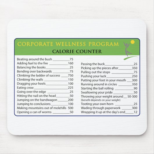 Tapis De Souris Calories de travail (Devant)