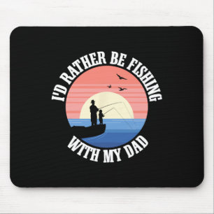 Tapis De Souris Camarades de pêche Papa Père Fille Pêcheur Fille