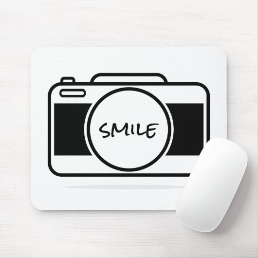 Tapis De Souris Caméra avec texte sourire (Avec souris)